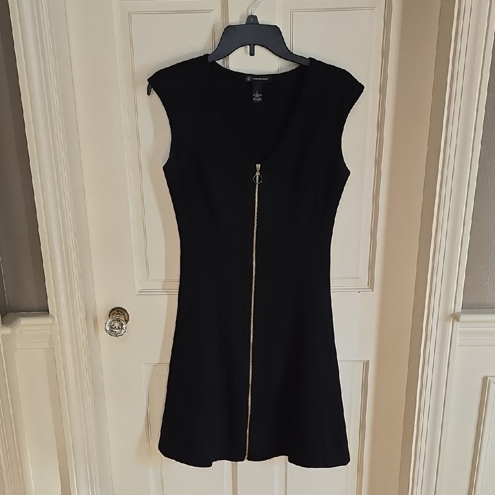 INC International Concepts Black Mini Dress with Gold Accent Zipper
